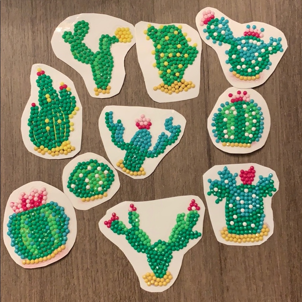 10 Cactus Diamond Art Stickers